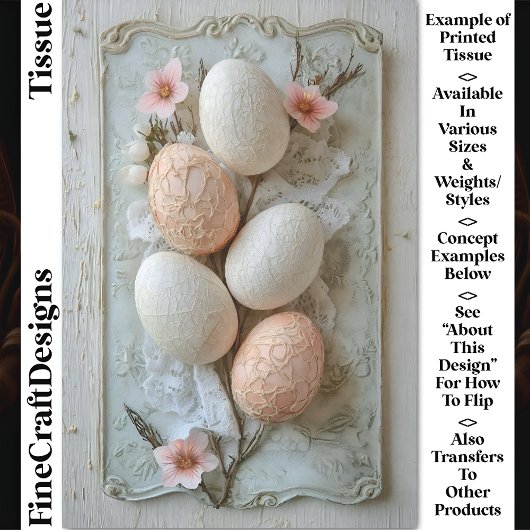 シャビーシック、アイボリーピーチイースターエッグCL8デクページ 薄葉紙