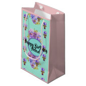 シャビーシック ターコイズアクア フラワーフローラル ギフトバッグ (正面アングル)