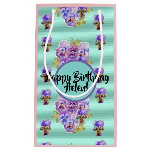 シャビーシック ターコイズアクア フラワーフローラル ギフトバッグ (正面)