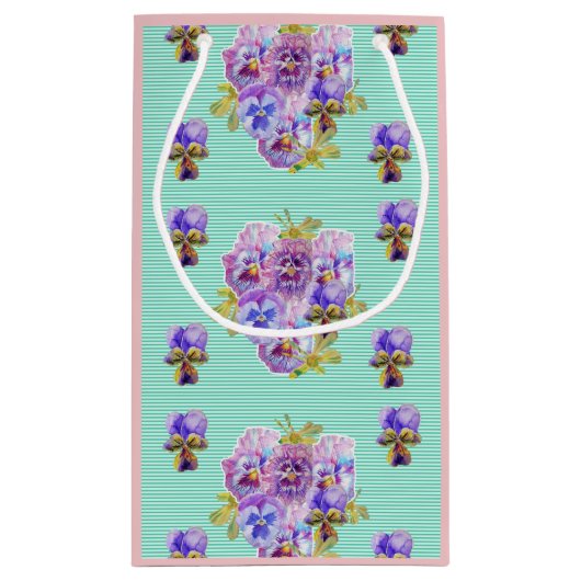 シャビーシック ターコイズアクア フラワー ギフトバッグ (裏面)