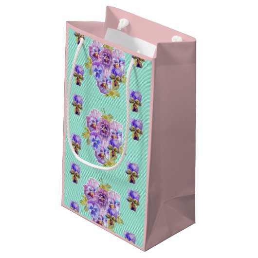 シャビーシック ターコイズアクア フラワー ギフトバッグ (裏面アングル)