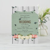 シャビーシック バタフライ ウッド 結婚式招待状 招待状 (スタンド正面)