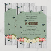 シャビーシック バタフライ ウッド 結婚式招待状 招待状 (正面/裏面)