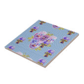 シャビーシック パープル パンジー アート フラワーレジン タイル (側面)