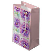 シャビーシック パープル パンジー 花のギフトバッグ スモールペーパーバッグ (裏面アングル)