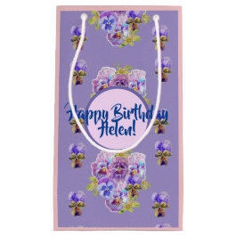 シャビーシック パープル パンジー 花 モチーフ ギフトバッグ