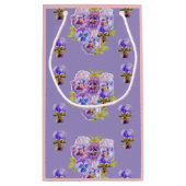 シャビーシック パープル パンジー 花 モチーフ ギフト バッグ スモールペーパーバッグ (裏面)