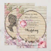 シャビーシック ビクトリアン フラワー ウェディング 招待状 (正面/裏面)