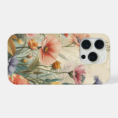 シャビーシック ビンテージ アンティーク ポピー コテージコア iPhoneケース (裏面横)