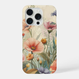 シャビーシック ビンテージ アンティーク ポピー コテージコア iPhone 15 PROケース