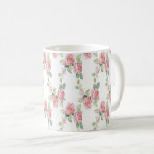 シャビーシック ピンクのバラの花柄 コーヒーマグカップ (正面右)
