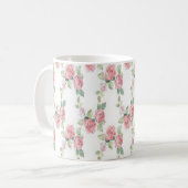 シャビーシック ピンクのバラの花柄 コーヒーマグカップ (正面左)