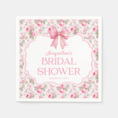 シャビーシック ピンクリボン ウェディングシャワー スタンダードカクテルナプキン (正面)