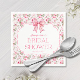 シャビーシック ピンクリボン ブライダルシャワー スタンダードカクテルナプキン