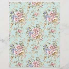 シャビーシック ピンク フラワー ヴィンテージ スクラップブック ペーパー