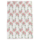 シャビーシック ピンク ローズ フラワーズ ミディアムペーパーバッグ (裏面)