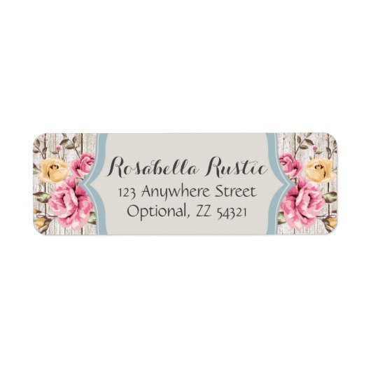 シャビーシック フラワールージュカントリー ウッド 返信先住所 ラベル (正面)