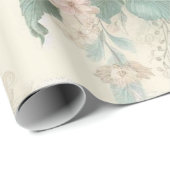 シャビーシック ブラッシュピンク サージュグリーン ボヘミアンフラワーローズ ラッピングペーパー (ロールコーナー)