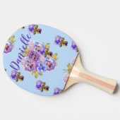 シャビーシック ブルーフラワー フラワーピンポンパドル 卓球ラケット (横)