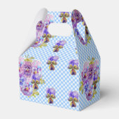 シャビーシック ブルー ギンガム パンジー ウェディング フラワリー ケーキ フェイバーボックス (裏面サイド)