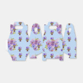 シャビーシック ブルー ギンガム パンジー ウェディング フラワリー ケーキ フェイバーボックス (折り畳みなし)