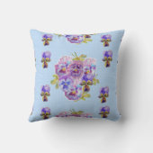 シャビーシック ブルー 花柄 クッション (裏面)