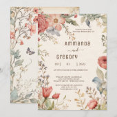 シャビーシック ワイルドフラワー ウェディング インビテーション (正面/裏面)