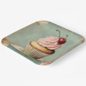 シャビーシック ヴィンテージ フレンチカントリー ピンク カップケーキ ペーパープレート (傾斜あり)