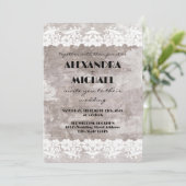 シャビーシッ絵を描ク&レース結婚式招待状 招待状 (スタンド正面)