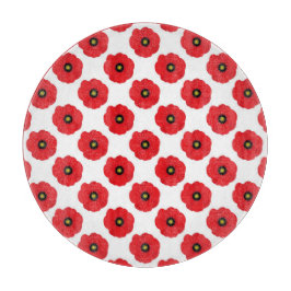 シャビーシッ赤と白クポピーフローラ カッティングボード