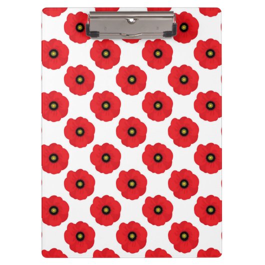 シャビーシッ赤と白クポピーフローラ クリップボード (正面)