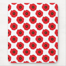 シャビーシッ赤と白クポピーフローラ マウスパッド