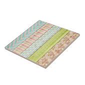 シャビーバラパステルパターンオン素朴ウッドコテージ タイル (側面)