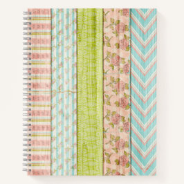 シャビーバラパステルパターンオン素朴ウッドコテージ ノートブック