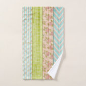 シャビーバラパステルパターンオン素朴ウッドコテージ バスタオルセット (ハンドタオル)