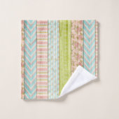 シャビーバラパステルパターンオン素朴ウッドコテージ バスタオルセット (ウォッシュタオル)