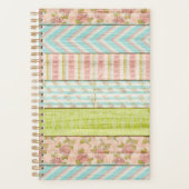 シャビーバラパステルパターンオン素朴ウッドコテージ プランナー手帳 (正面)