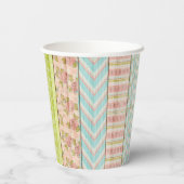 シャビーバラパステルパターンオン素朴ウッドコテージ 紙コップ (裏面)