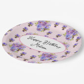 シャビーパンシーパステルピンクパンシーバースデーパーティー ペーパープレート (アングル)