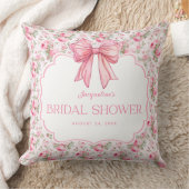 シャビーパーソナライズされたシックなピンクボウブライダルシャワー クッション (ブランケット)