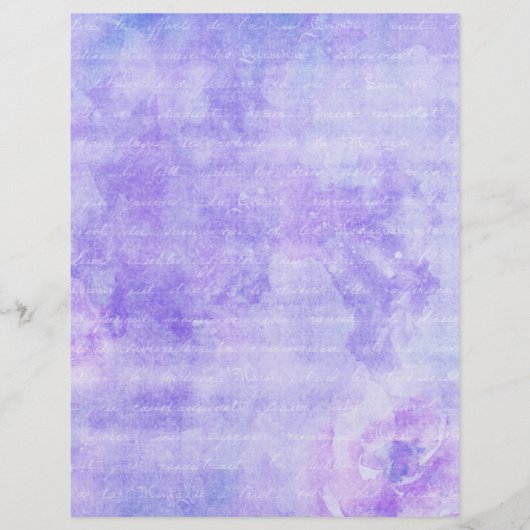 シャビーパープルフローラスクラップブック紙 (正面)