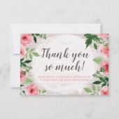 シャビーピンクのバラ素朴ズオンカントリーサンキューカード 招待状 (正面)