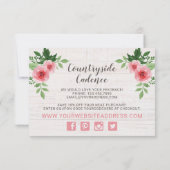 シャビーピンクのバラ素朴ズオンカントリーサンキューカード 招待状 (裏面)