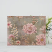 シャビーピンクフローラスクラップブックパーチメント紙 (スタンド正面)