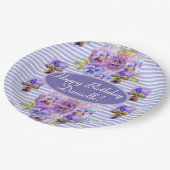 シャビーピンクローズフローラティーパーティーパープル ペーパープレート (アングル)