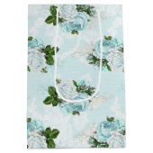 シャビーフローラアクアシリーズデザイン1ラッピング紙 ミディアムペーパーバッグ (裏面)