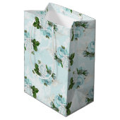 シャビーフローラアクアシリーズデザイン1ラッピング紙 ミディアムペーパーバッグ (裏面アングル)