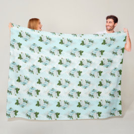 シャビーフローラアクアシリーズデザイン1 フリースブランケット