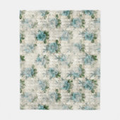 シャビーフローラアクアシリーズデザイン2 フリースブランケット (正面)