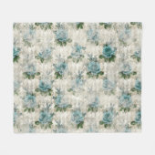 シャビーフローラアクアシリーズデザイン2 フリースブランケット (正面(横))